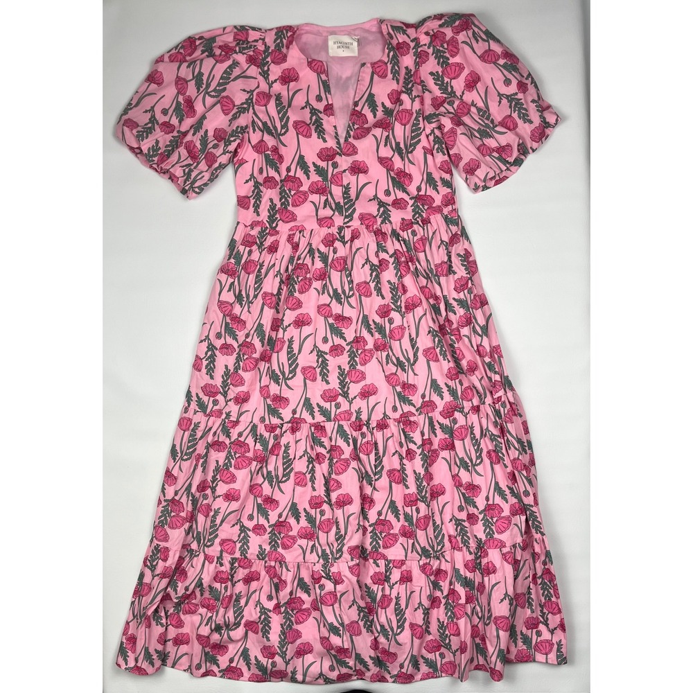 Hyacinth House Cisco Maxi Dress Womens Small Pink Amaryllis Floral Cotton